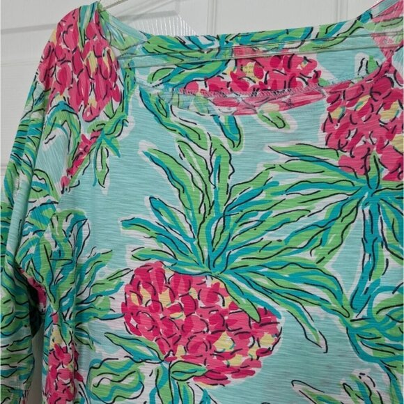 Lilly Pulitzer Cassie Dress Womens Size Small Blue Pineapple Spike The Punch - Picture 2 of 8